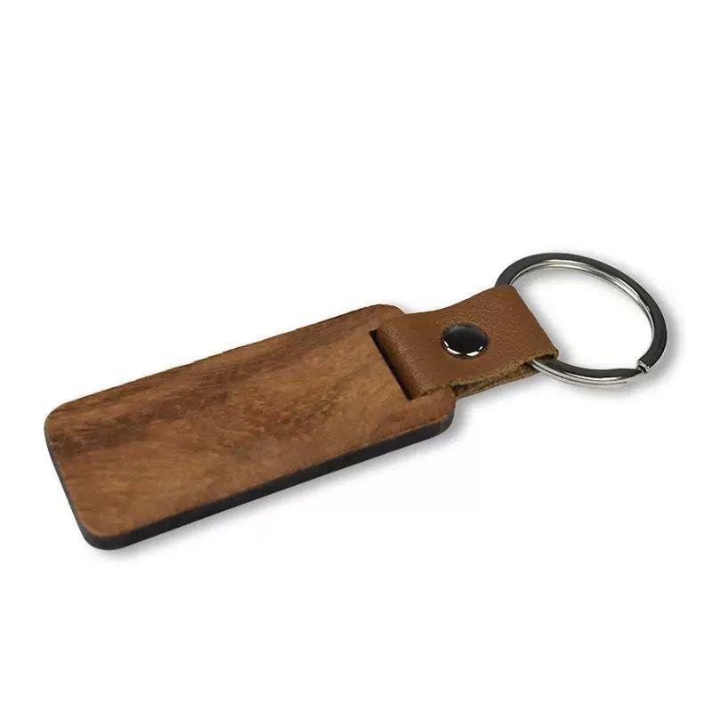 Leather And Wood Key Chain