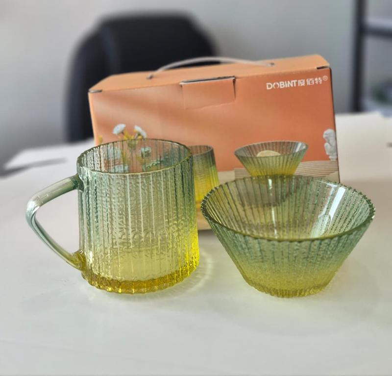 Ombre Glass Cup And Bowl Set