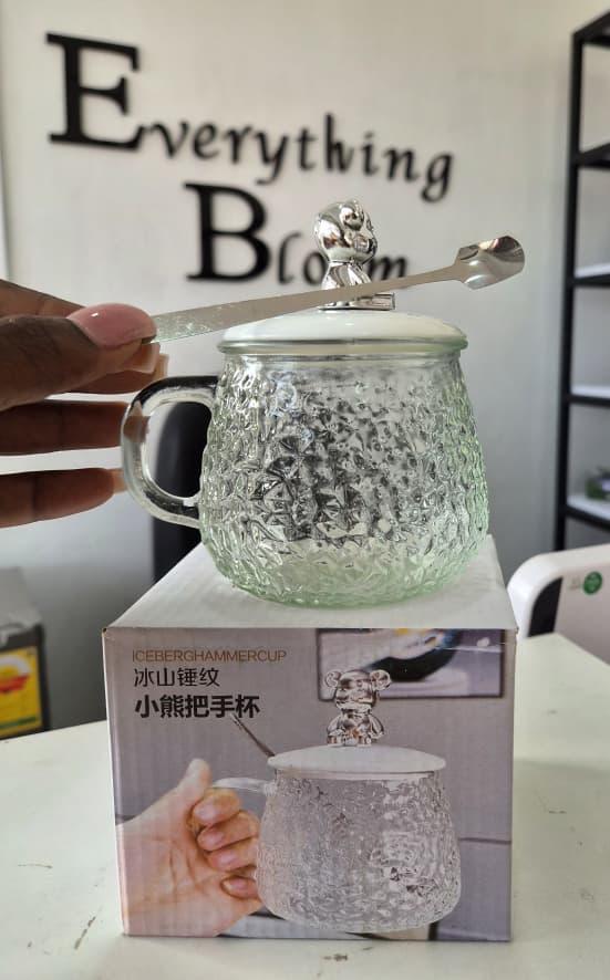 Little Bear Glass Cup With Spoon