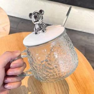 Little Bear Glass Cup With Spoon