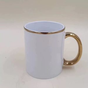 Golden handle ceramic cup