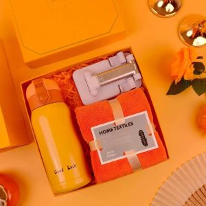 Flask, Towel and Phone stand set